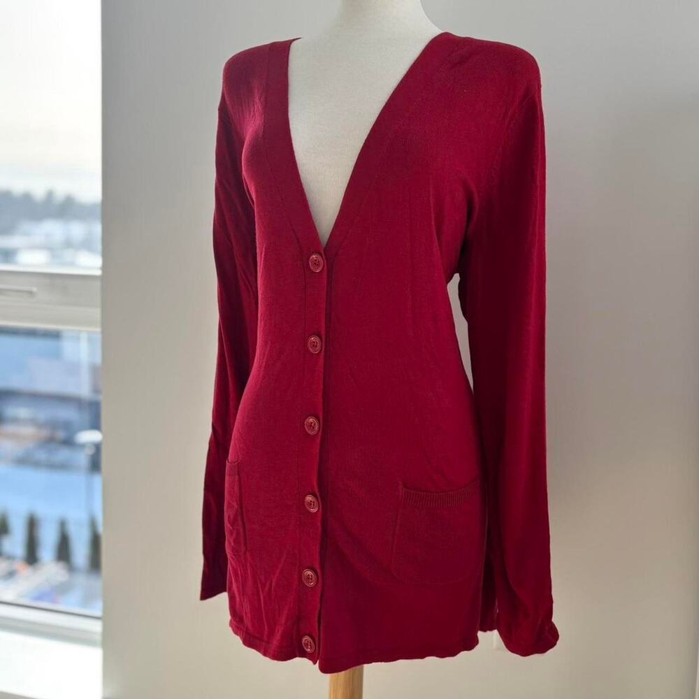 Mossimo Red V Neck Long Sleeve Knit Button Cardigan Sweater in size 4X NWT - Picture 2 of 5